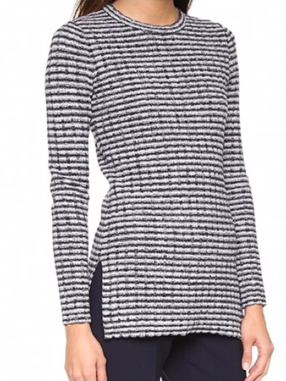 Theory Women’s Black White Striped Wool Sweater Tunic Size P